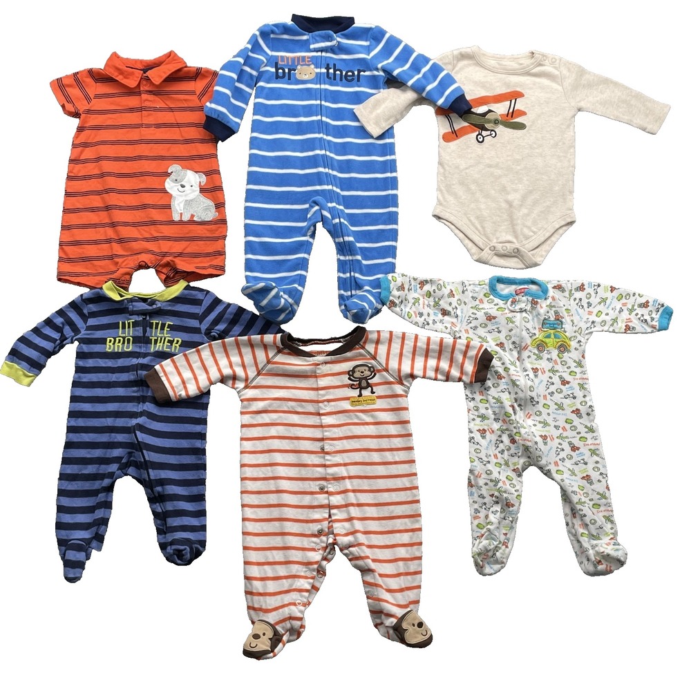 Carters One Piece Child LOT (6)‎ Baby 3-6 Month Mix Brand Bodysuit Play Footie
